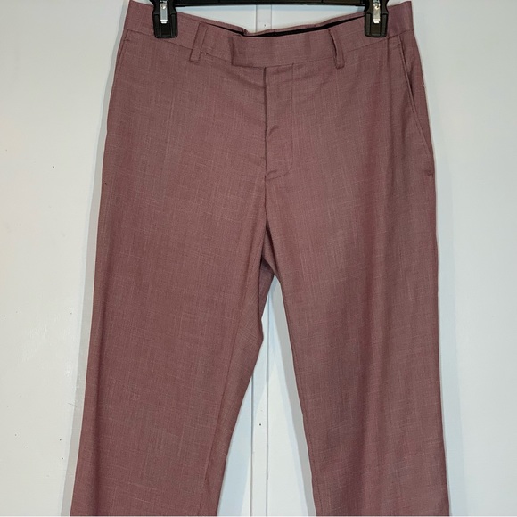 Soul of London Slim Fit Chambray Men’s Trousers Pants in Pink - Picture 2 of 10